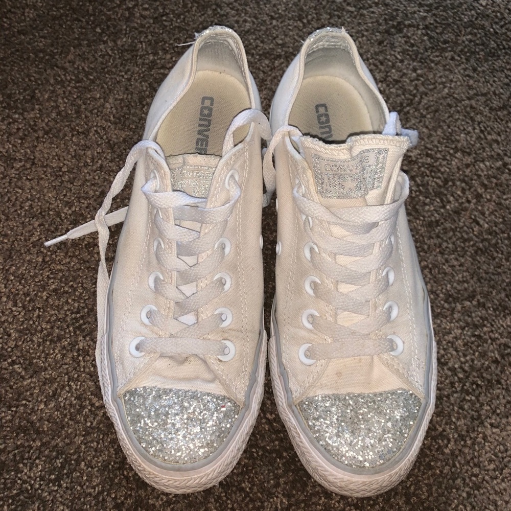White sparkly converse